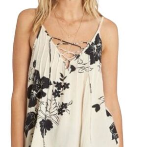 Billabong Womens Illusions of Lace Up Tank Size Small Rayon Adjustable Straps